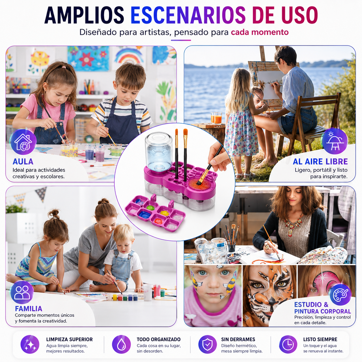 Limpiador de Brochas con Depósito de Agua