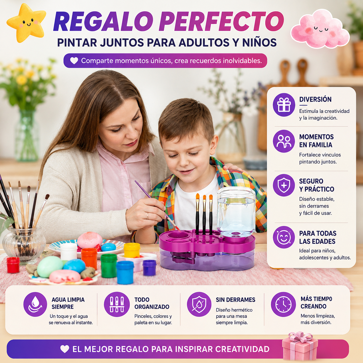 Limpiador de Brochas con Depósito de Agua